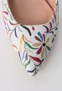 Pantofi albi din piele naturala cu imprimeu floral colorat Aniela