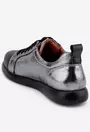 Pantofi argintii din piele cu varful negru