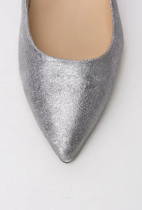 Pantofi argintii din piele naturala Agathe