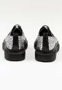 Pantofi argintii din piele naturala cu design abstract