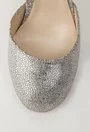 Pantofi argintii din piele naturala intoarsa Yolanda