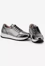 Pantofi argintii realizati din piele naturala
