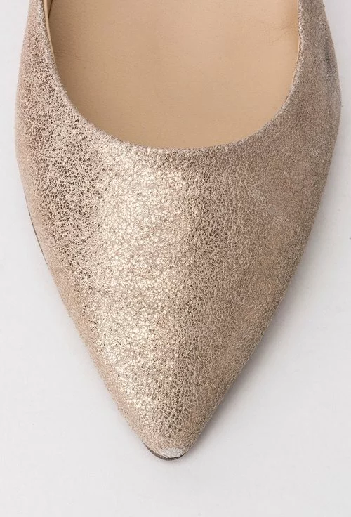 Pantofi aurii din piele naturala Agathe