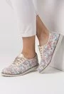 Pantofi bej din piele naturala cu imprimeu colorat Ginette
