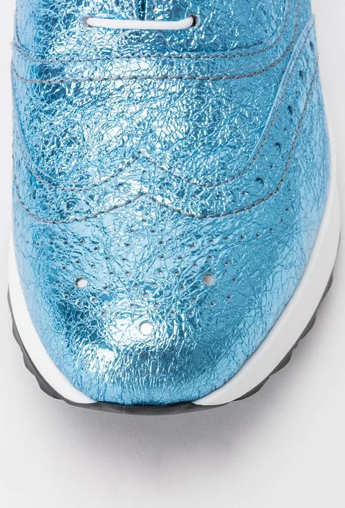 Pantofi bleu metalizat din piele naturala Claudette