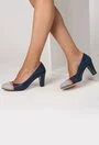 Pantofi bleumarin din piele naturala Carmen