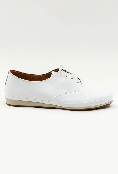 Pantofi casual albi din piele naturala