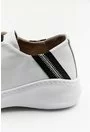 Pantofi casual albi din piele naturala cu detaliu stea
