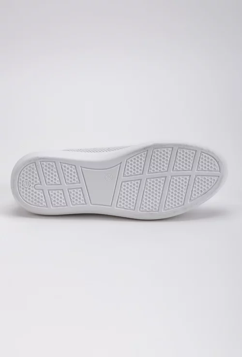 Pantofi casual albi din piele naturala cu talpic buretat