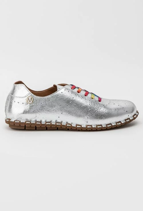 Pantofi casual argintii din piele naturala Lesley