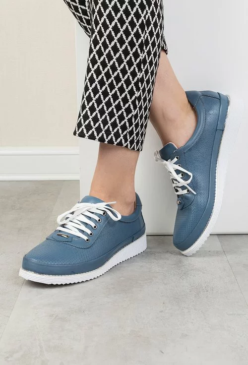 Pantofi casual bleu din piele naturala Elixir