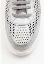 Pantofi casual din piele naturala argintii cu insertii sclipitoare