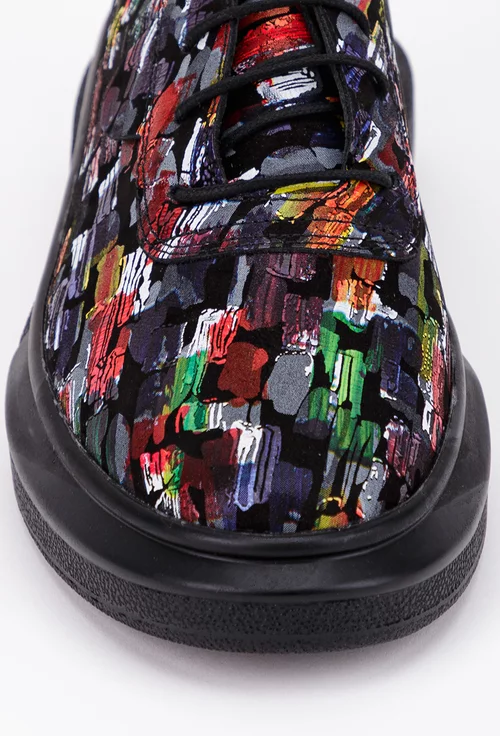Pantofi casual din piele naturala cu detalii multicolore
