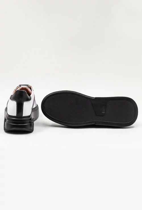 Pantofi casual din piele naturala cu talpa neagra