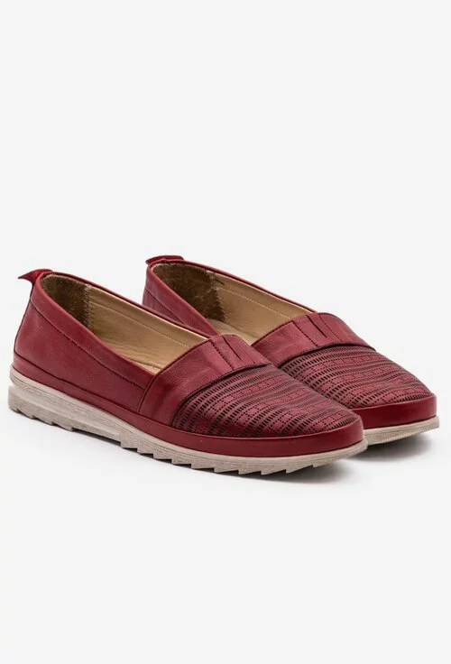 Pantofi casual din piele nuanta rosu inchis