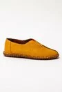 Pantofi casual galben mustar din piele cu elastic colorat