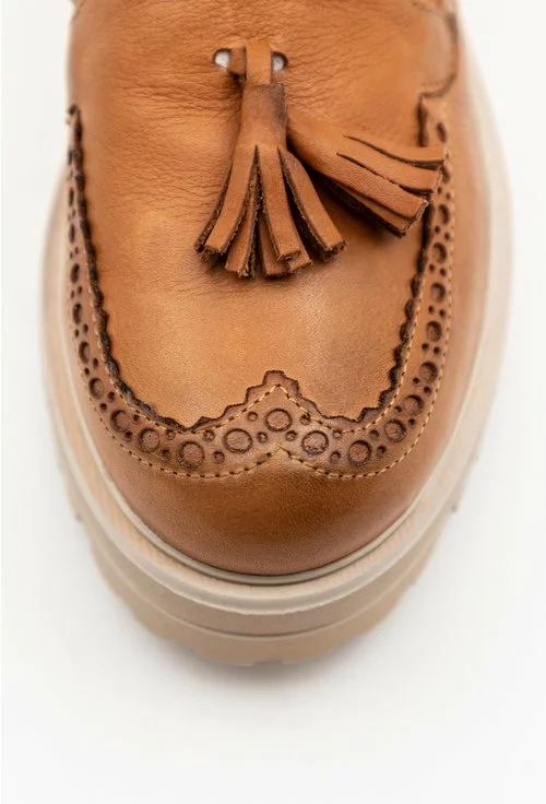 Pantofi casual maro din piele naturala