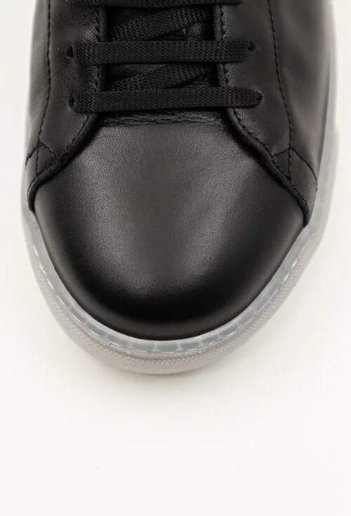 Pantofi casual negri din piele box cu talpa flexibila