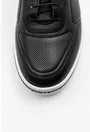 Pantofi casual negri din piele naturala perforata