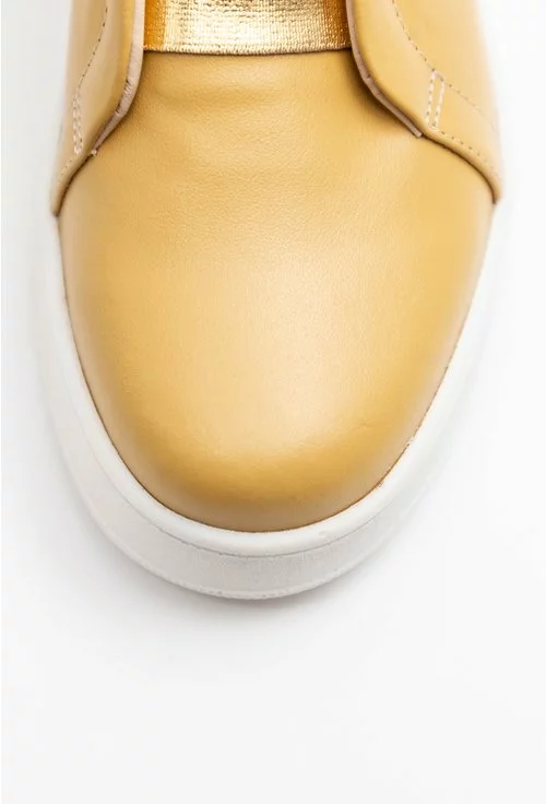Pantofi casual nuanta galben mustar din piele naturala