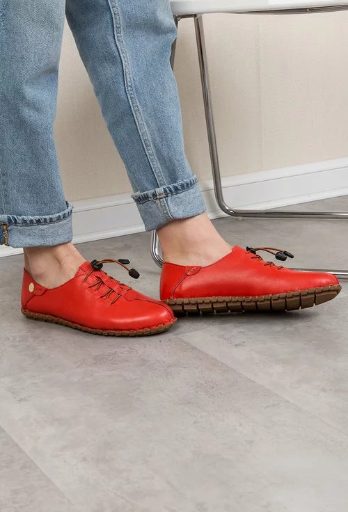 Pantofi casual nuanta rosu corai din piele naturala Kira