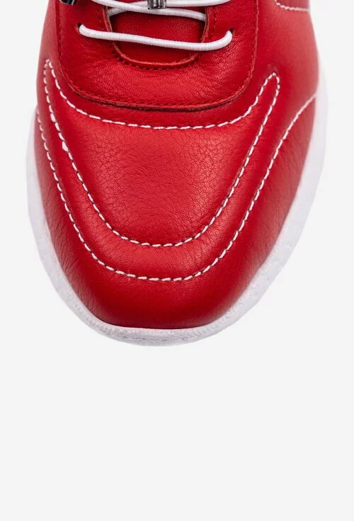 Pantofi casual rosii din piele naturala
