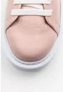 Pantofi casual roz din piele cu detaliu rose gold