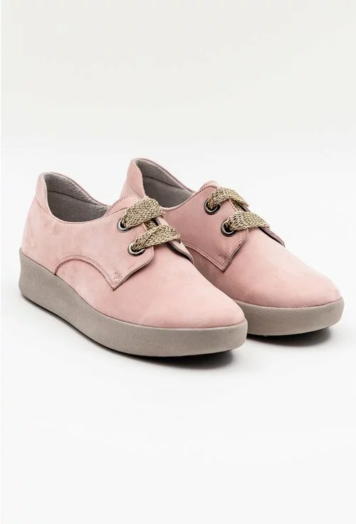 Pantofi casual roz din piele naturala intoarsa