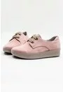 Pantofi casual roz din piele naturala intoarsa