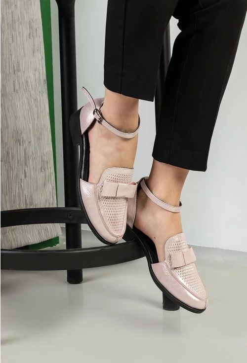 Pantofi casual roz pal din piele naturala Izara