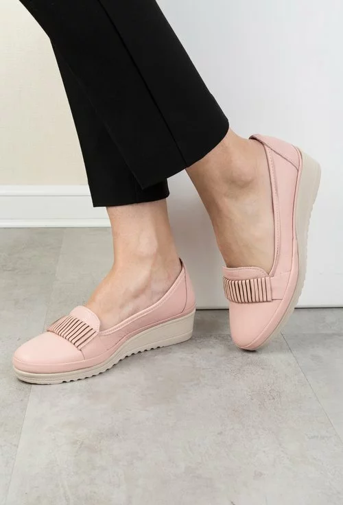 Pantofi casual roz pal din piele naturala Zaviera