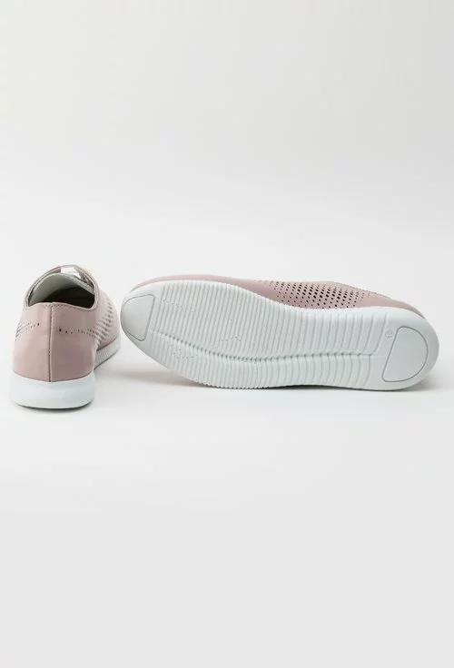Pantofi casual roz pudra din piele naturala Yasmine