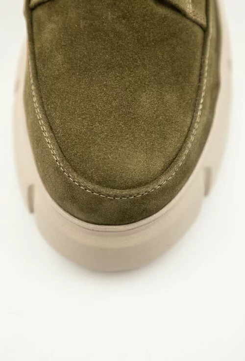 Pantofi casual verzi din piele intoarsa