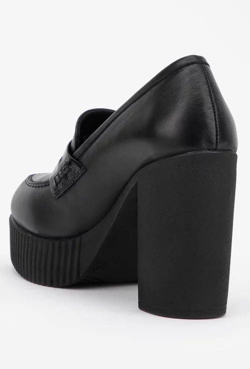 Pantofi cu toc din piele naturala neagra