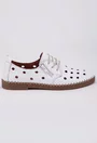 Pantofi dama albi din piele cu detalii perforate