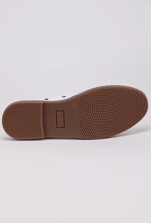 Pantofi dama albi din piele cu detalii perforate