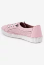 Pantofi dama casual roz din piele perforata pe laterale