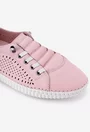 Pantofi dama casual roz din piele perforata pe laterale
