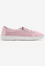 Pantofi dama casual roz din piele perforata pe laterale