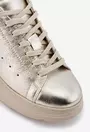 Pantofi dama din piele aurie cu detalii snake print
