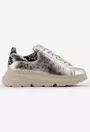 Pantofi dama din piele aurie cu detalii snake print