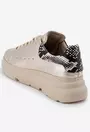 Pantofi dama din piele aurie cu detalii snake print