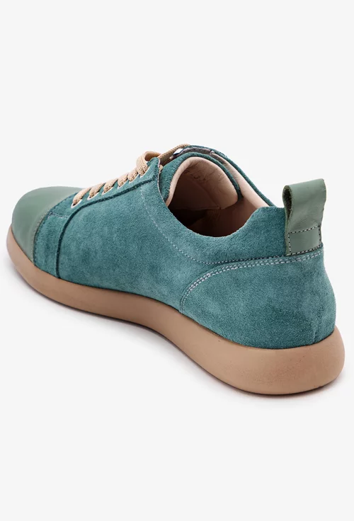 Pantofi dama din piele intoarsa turcoaz