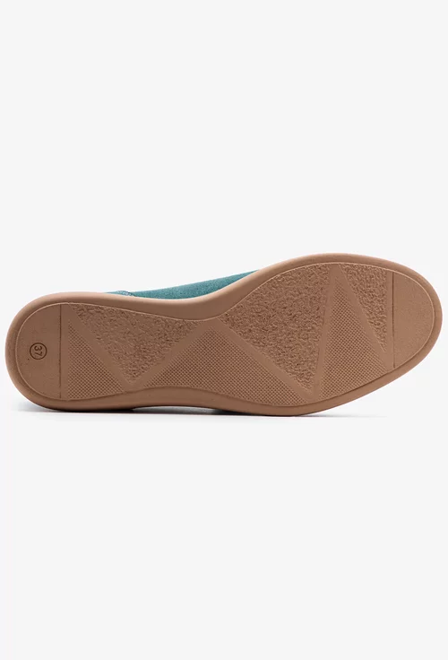 Pantofi dama din piele intoarsa turcoaz