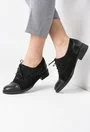 Pantofi dama Oxford negri din piele intoarsa