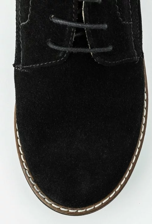 Pantofi dama Oxford negri din piele intoarsa