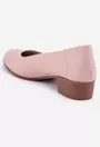 Pantofi dama roz din piele naturală cu toc maro