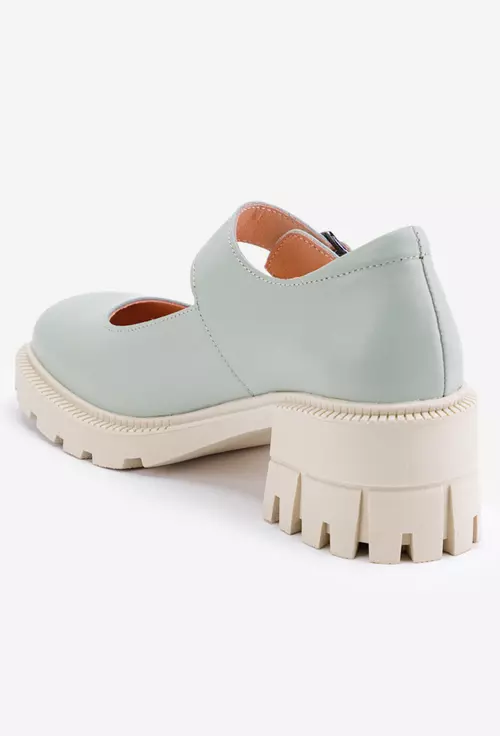 Pantofi dama verzi din piele cu bareta