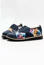Pantofi din piele bleumarin cu detalii cu imprimeu floral