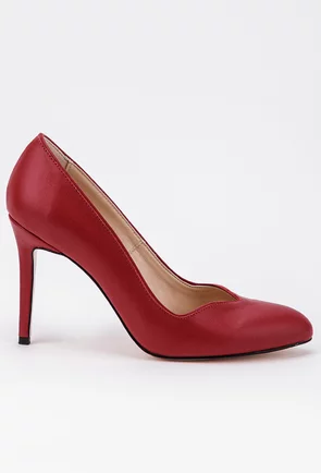 Pantofi din piele in nuanta rosu inchis